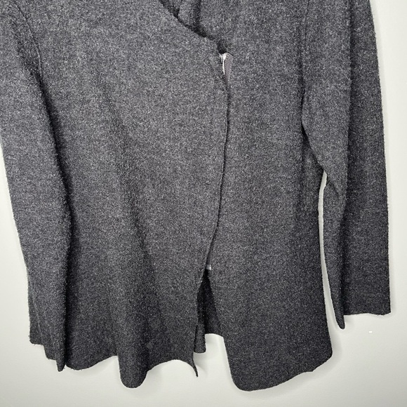 Eileen Fisher 100% Merino Wool Asymmetric Zip Jacket - Charcoal - Picture 5 of 10